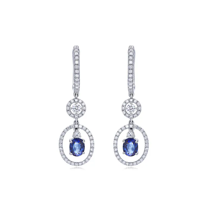 Eye of Ocean - 18K White Gold Sapphire Earrings
