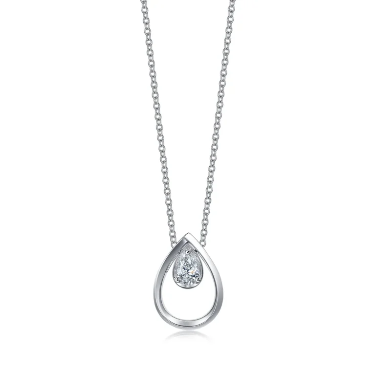 Droplet 18K White Gold Diamond Necklace