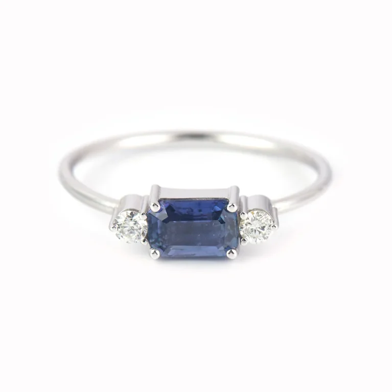 Blue Flame Sapphire & Diamond Ring